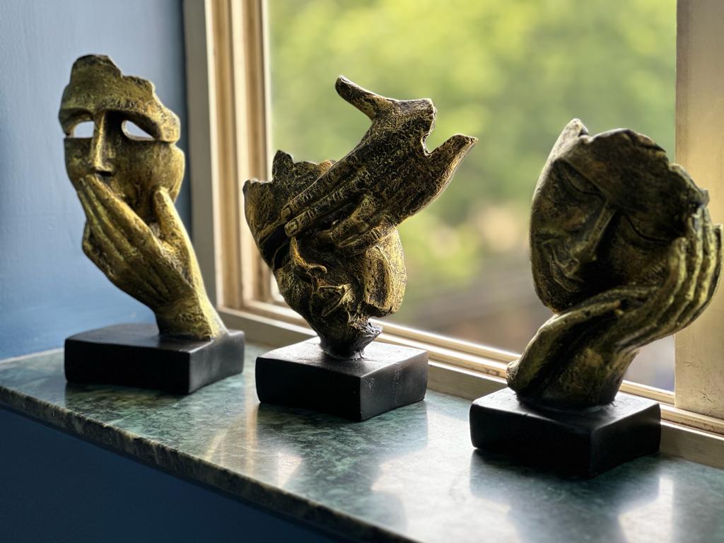 Resin Art Series Man Statue Face Sculpture Modern Abstract Art By Tamrapatra