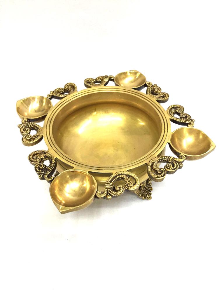 Beautiful Brass Creations Handcrafted Urli Pots For Entrance Pooja Tamrapatra