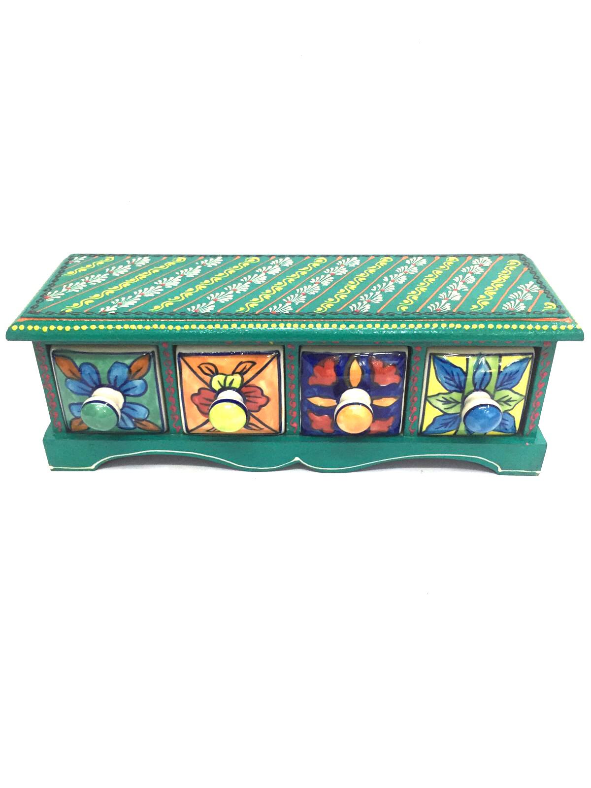 Long Horizontal 4 Drawer Ceramic Drawer Dressing Table Storage By Tamrapatra