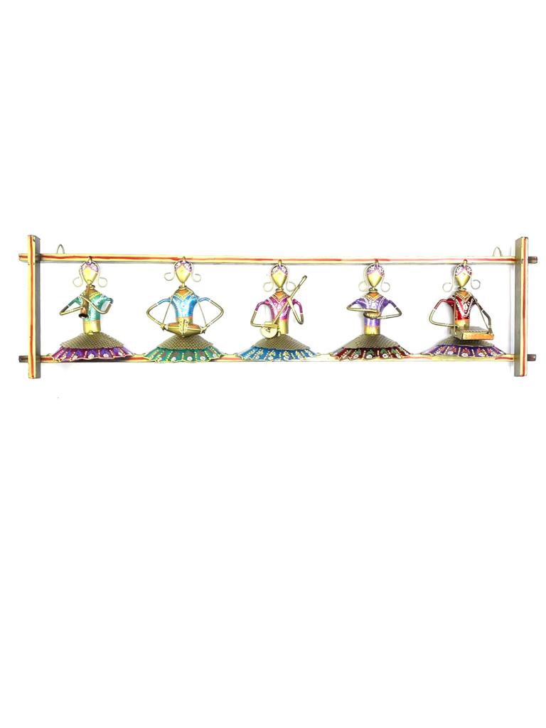 Indian Traditional Metal Wall Art Dancing Dolls Musicians Multicolor Tamrapatra