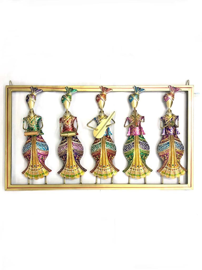 Fine Quality Musical Frame With Standing 5 Musicians Indian Art By Tamrapatra