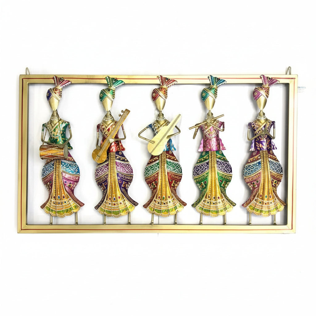 Fine Quality Musical Frame With Standing 5 Musicians Indian Art By Tamrapatra - Tamrapatra