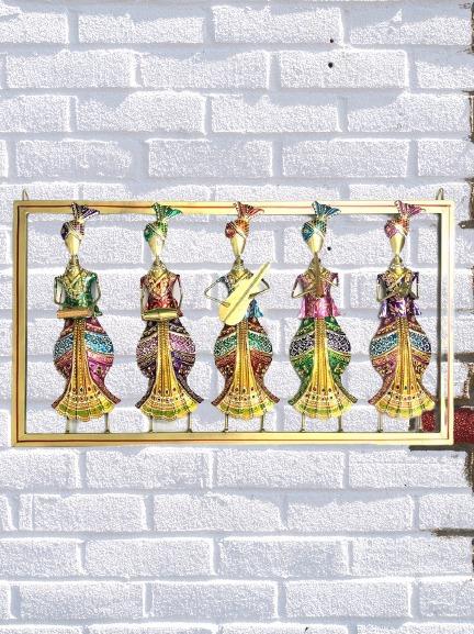 Fine Quality Musical Frame With Standing 5 Musicians Indian Art By Tamrapatra