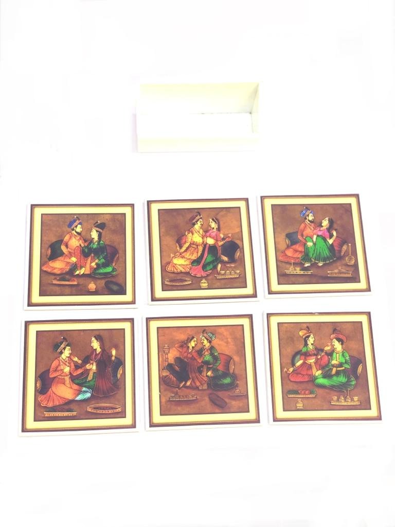 Acrylic Royal Figures Tea Coasters Set Of 6 Handicrafts Of India By Tamrapatra
