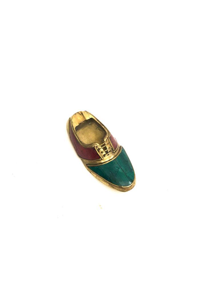 Ash Tray Absolutely Stunning Brass With Gemstone Miniature Shoes Tamrapatra