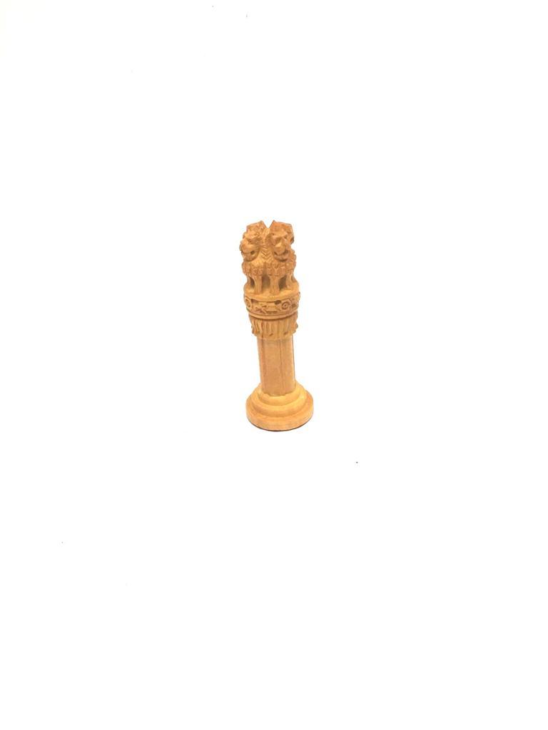 Ashok Pillar Stambh Wooden Souvenir Office Desk Accessories From Tamrapatra