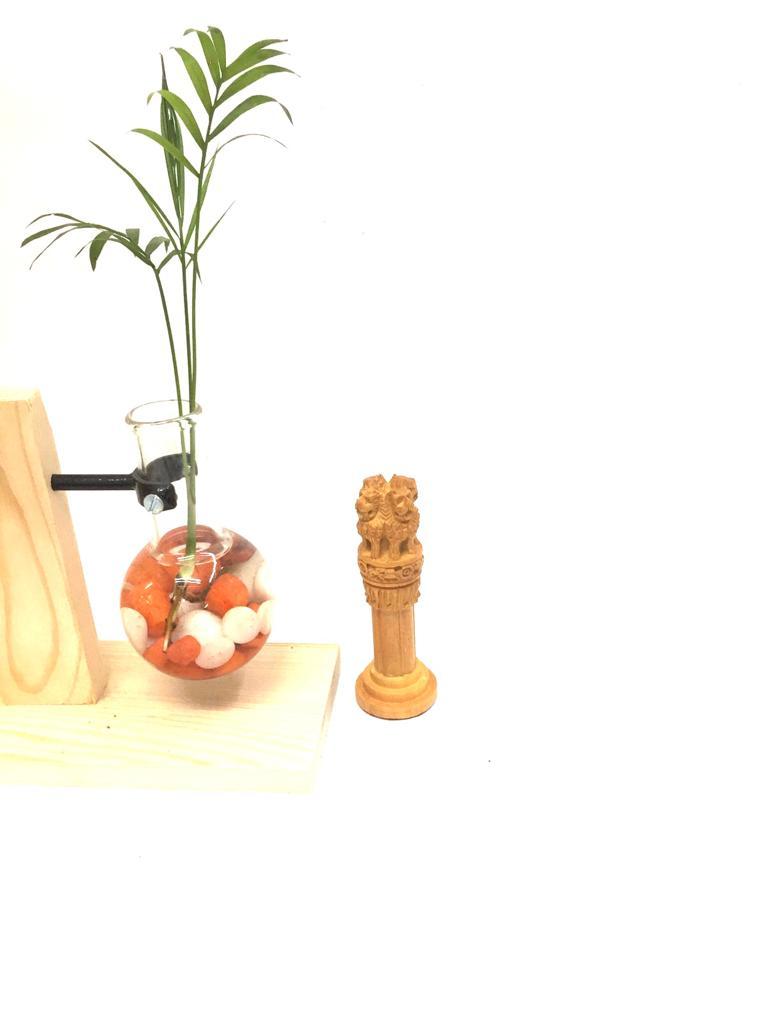 Ashok Pillar Stambh Wooden Souvenir Office Desk Accessories From Tamrapatra