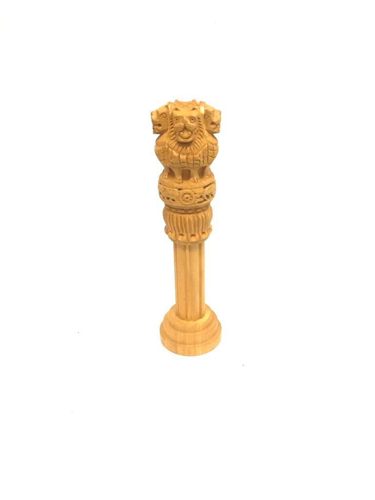 Ashok Pillar Stambh Wooden Souvenir Office Desk Accessories From Tamrapatra