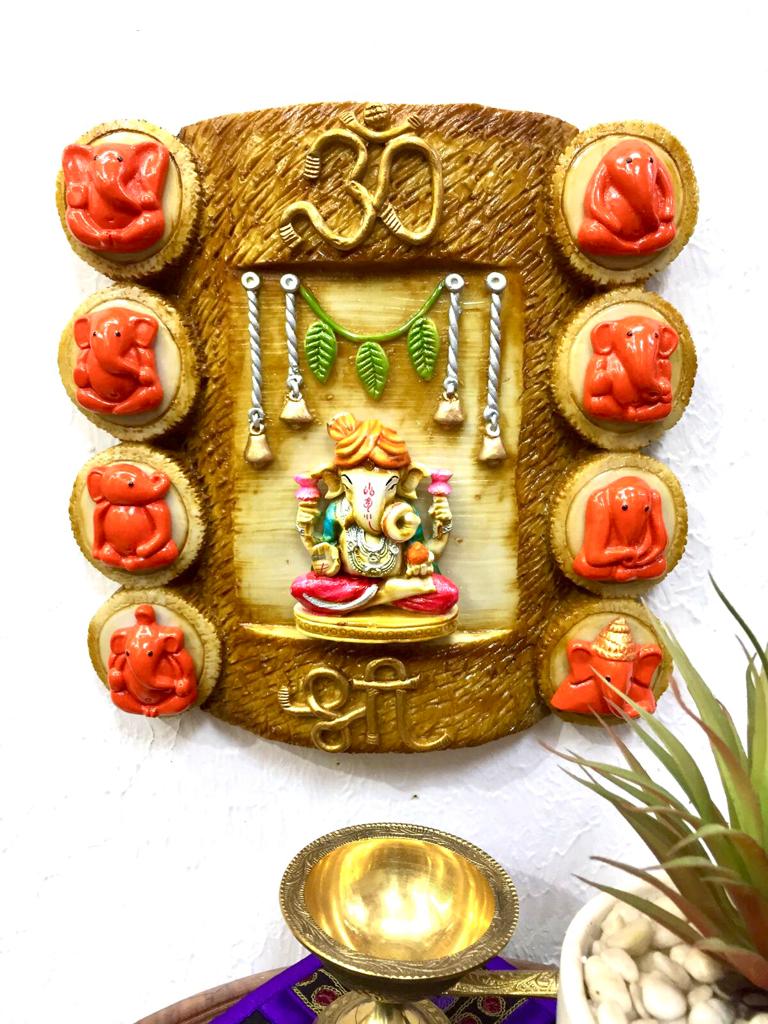 Ashtamangal Lord Ganesha Resin In Frame Hanging Om Shri New By Tamrapatra