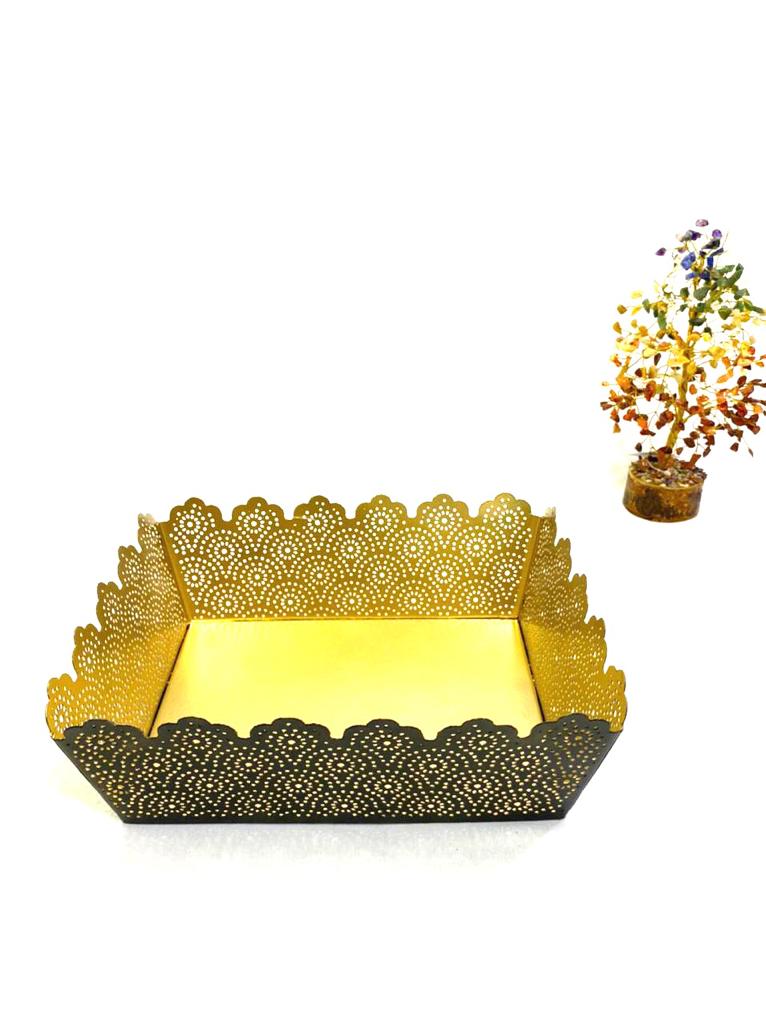 Planter Basket For Decoration Serving & Display Metal Laser Cut Tray Tamrapatra