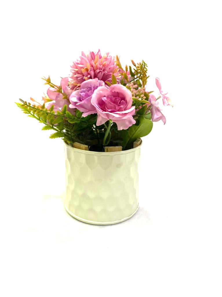 White Carved Planters Metal Iron Handcrafted Décor Center Table By Tamrapatra