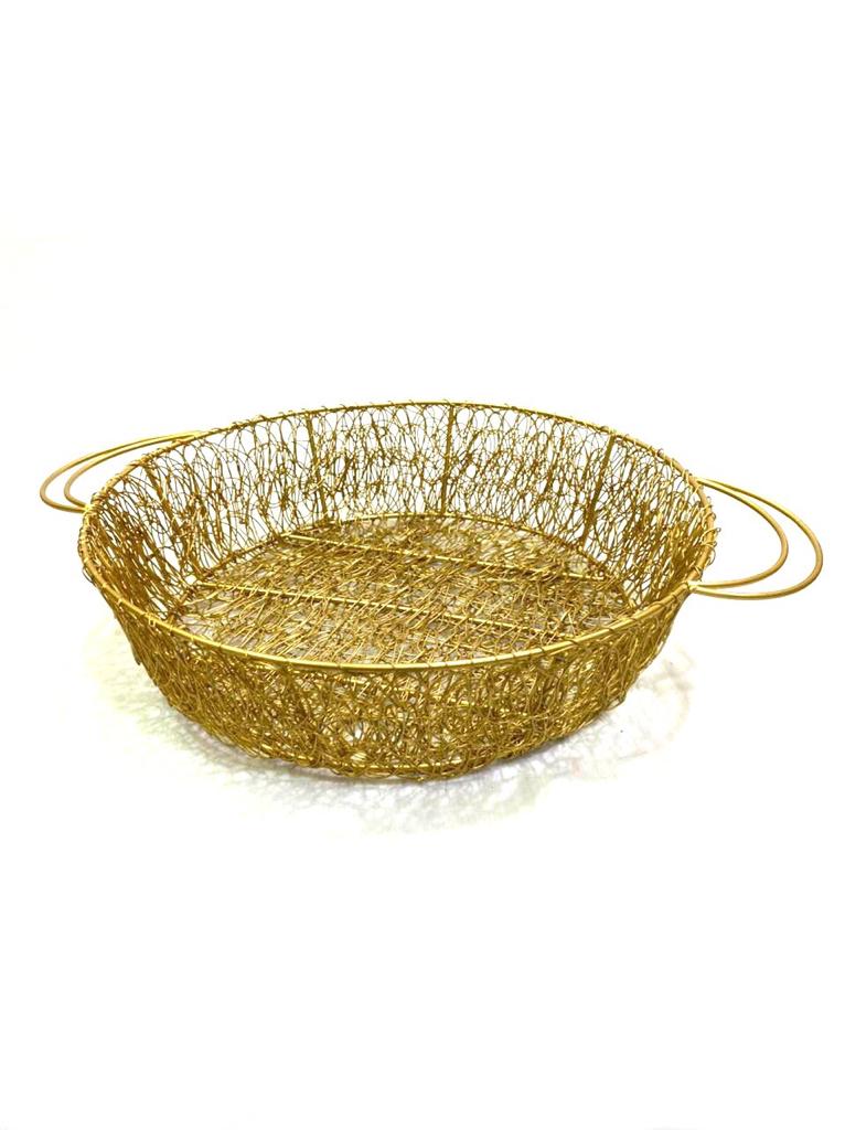Wire Round Basket Round Tapered Jali Style  Exclusive Kitchen Décor Tamrapatra