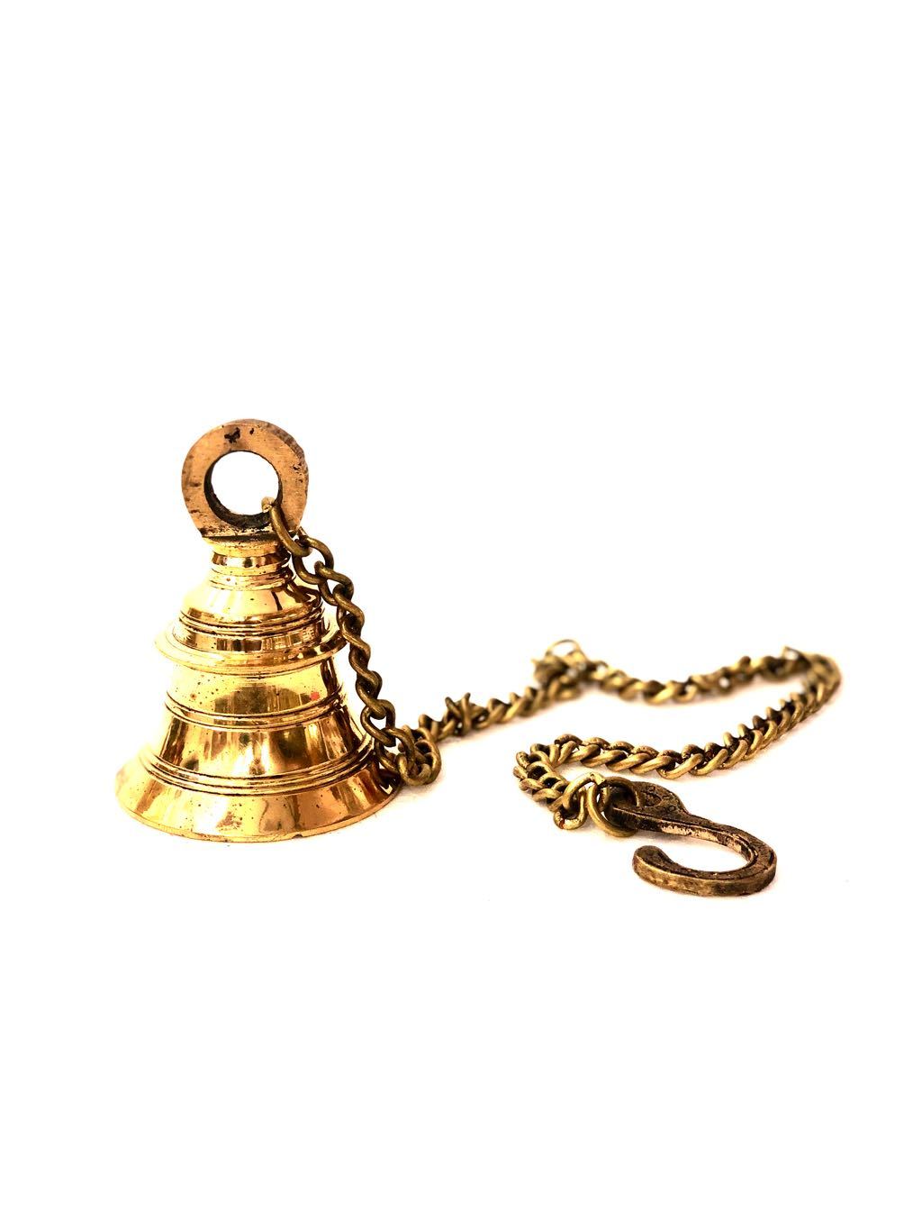 Hanging Brass Bells With Chain Exquisite Handcrafted Indian Art From Tamrapatra