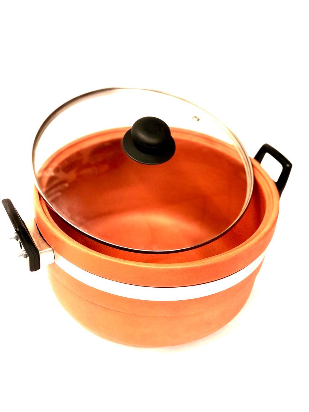 Outlandish Clay Pot Bhagona Premium Glass Top & Handles Tamrapatra - Tamrapatra