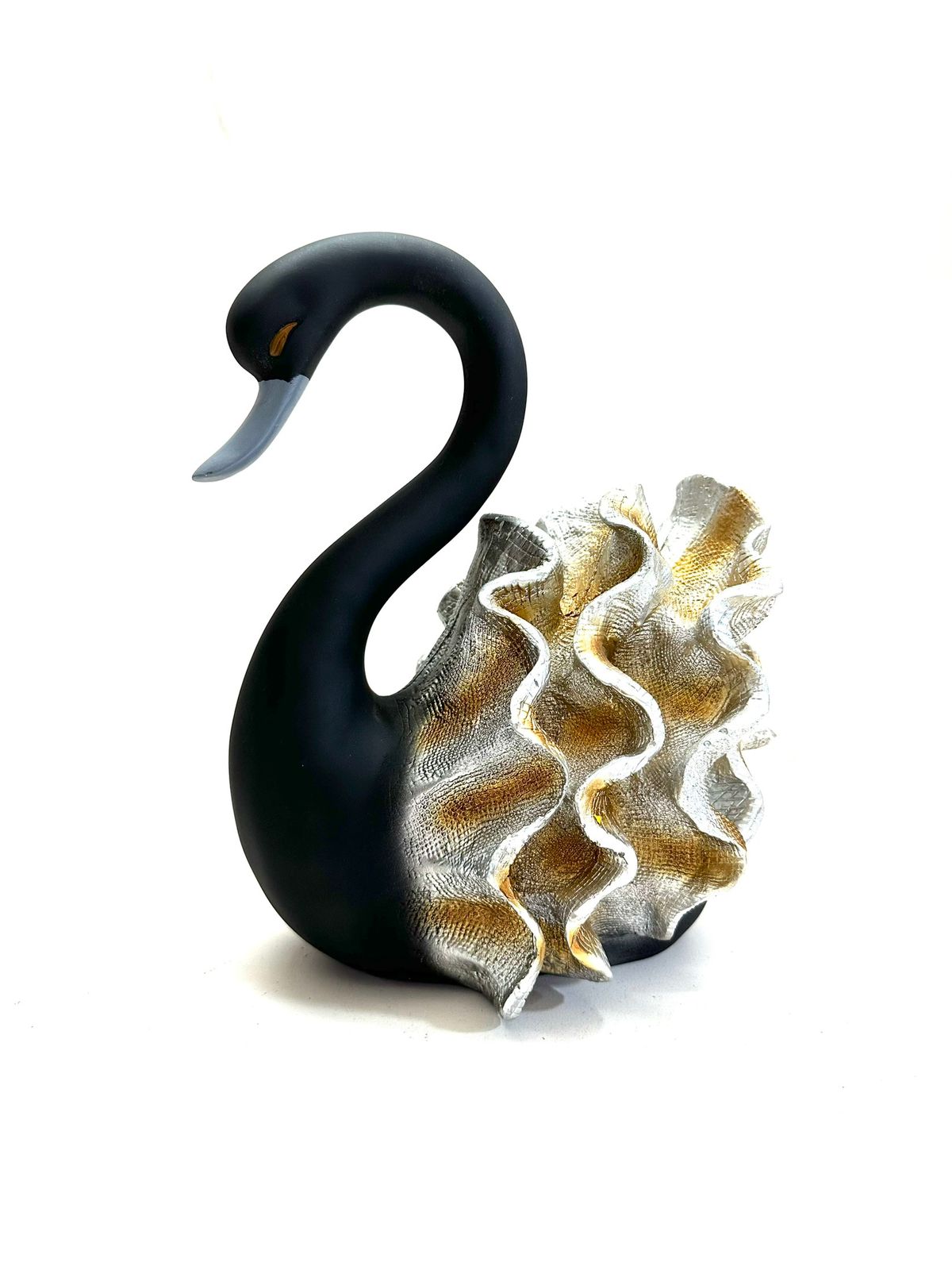 Big Swan Pair In Elegant Shades Corner Table TV Unit Display Décor By Tamrapatra