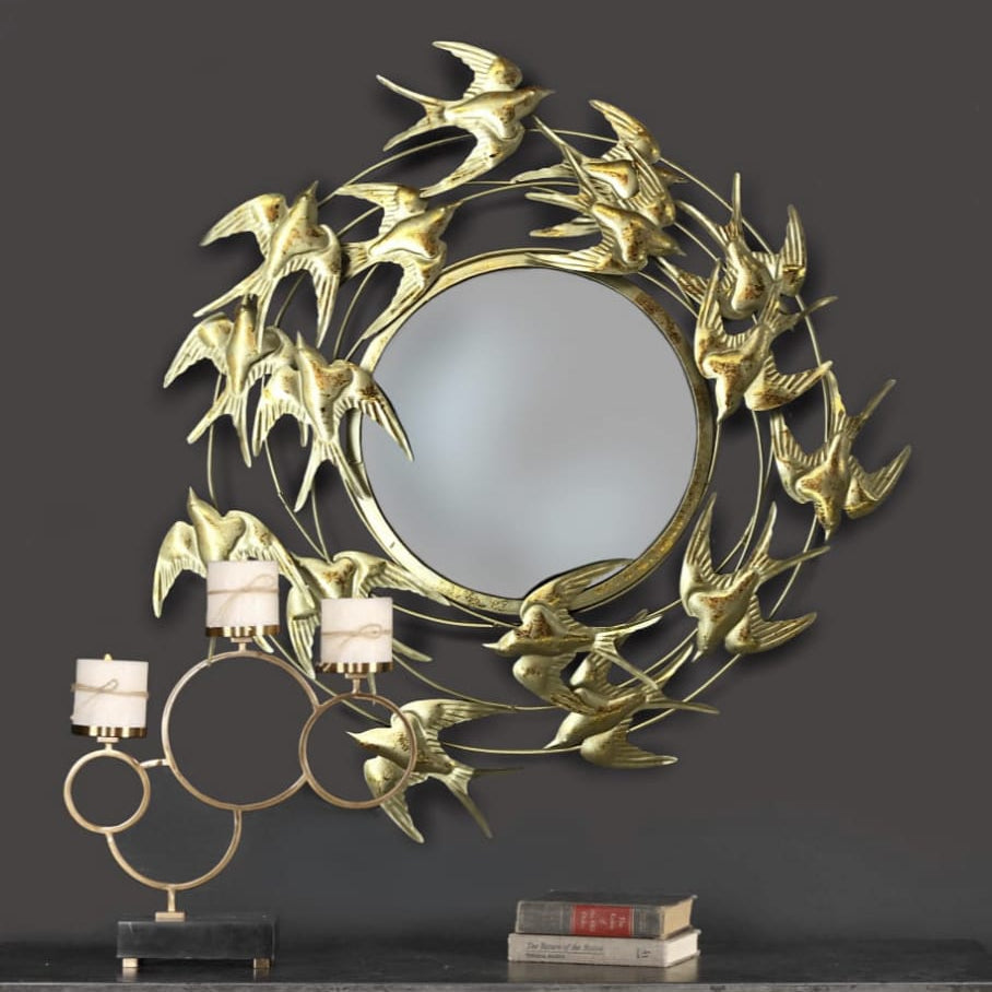 Designer Birds Mirror Extraordinary Handcrafted Creation Metal Art From Tamrapatra - Tamrapatra
