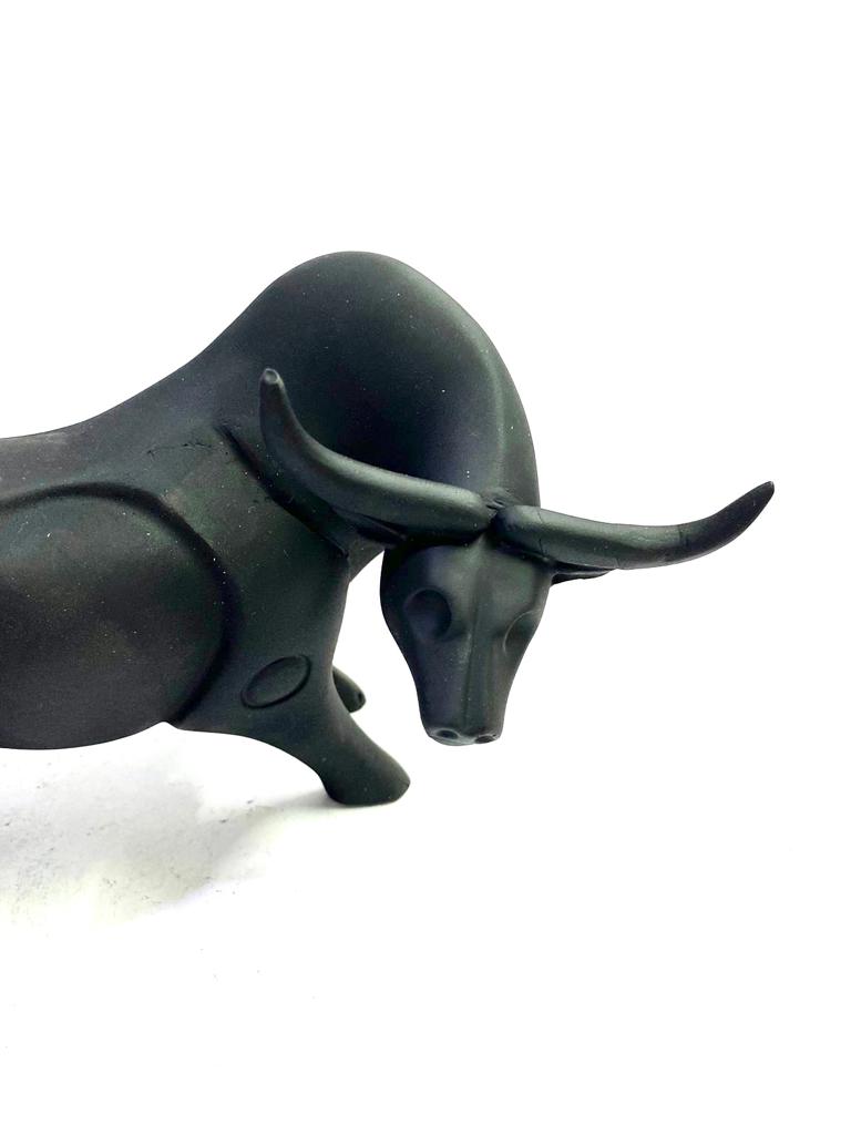 Black Bull Resin Showpiece Modern Art Collection Home Office By Tamrapatra