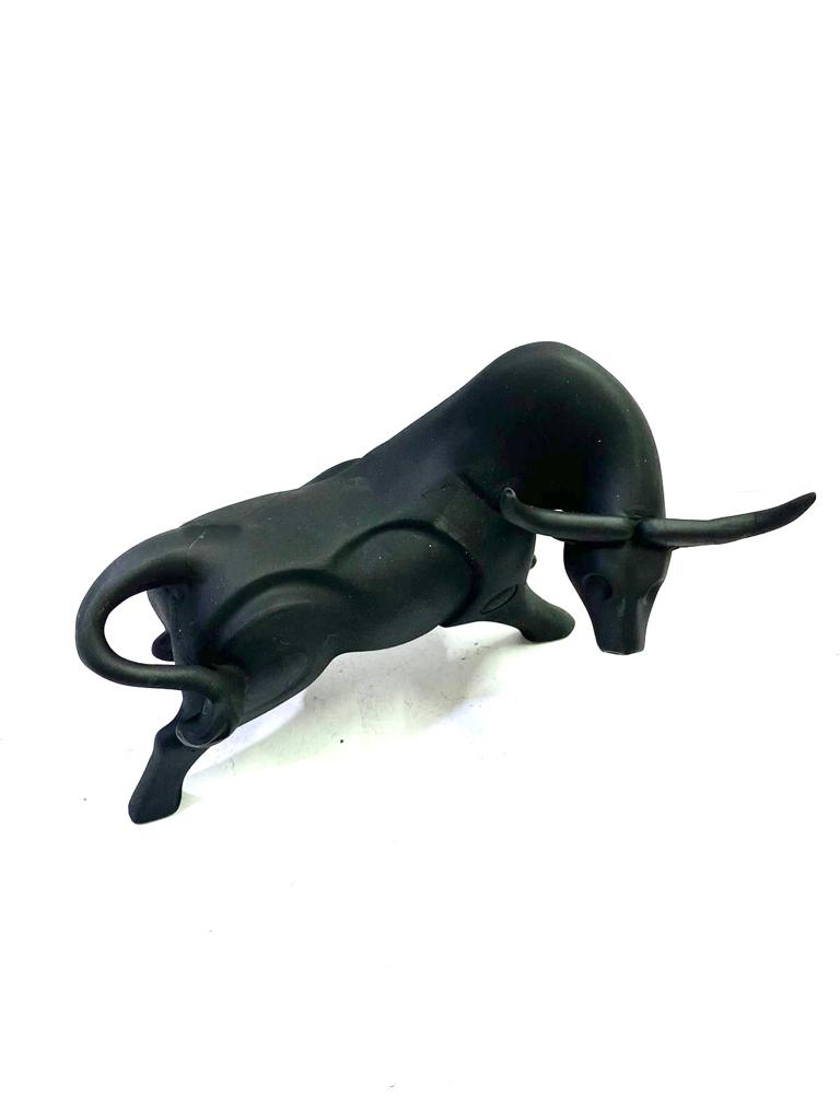 Gold & Black Bull Resin Showpiece Modern Art Collection Home Office By Tamrapatra