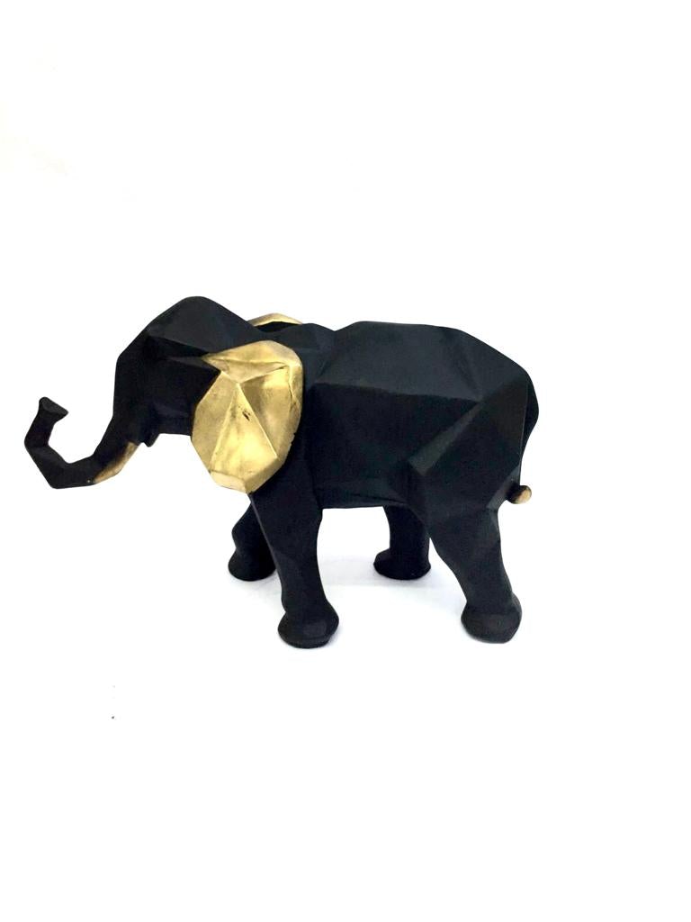 Geometrical Elephant Black & Golden Theme Animal Set Of 2/3 At Tamrapatra