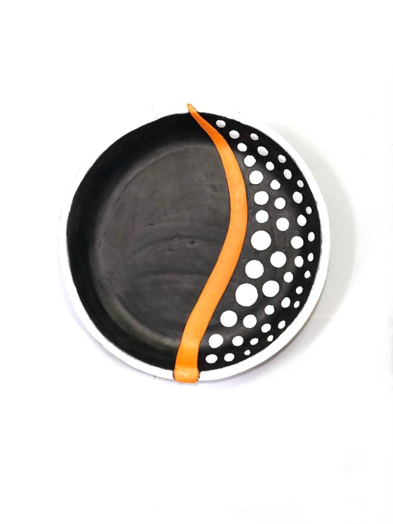 Modern Black Orange Terracotta Plates Set Of 5 Designs Wall Art From Tamrapatra
