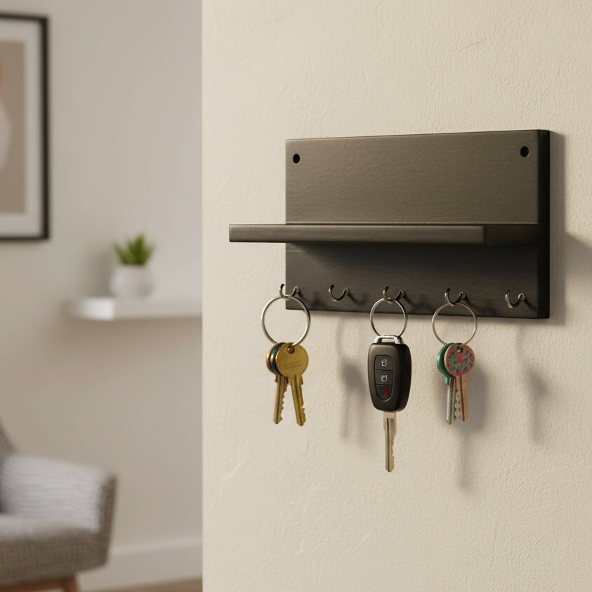 Multipurpose Shelf With Key Holder In Classic Black Must Buy Collection Tamrapatra - Tamrapatra