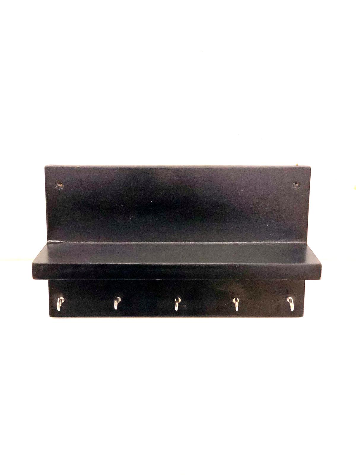Multipurpose Shelf With Key Holder In Classic Black Must Buy Collection Tamrapatra