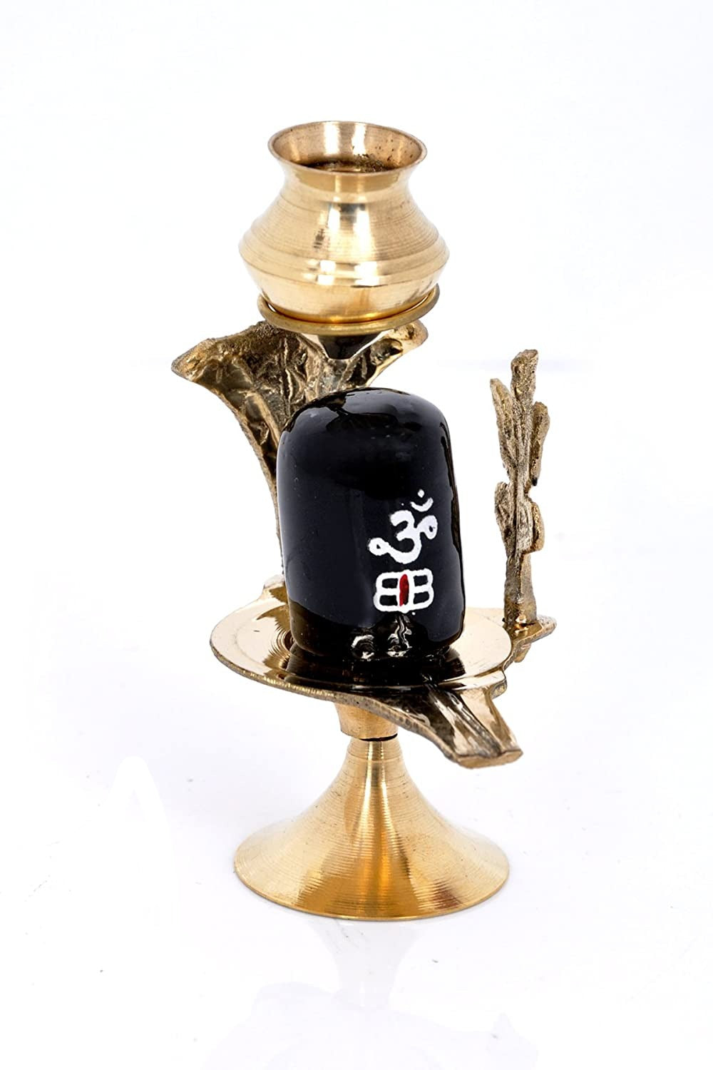 Shiva Lingam Brass With Trishul Nag Black Stone Pooja Collectible By Tamrapatra