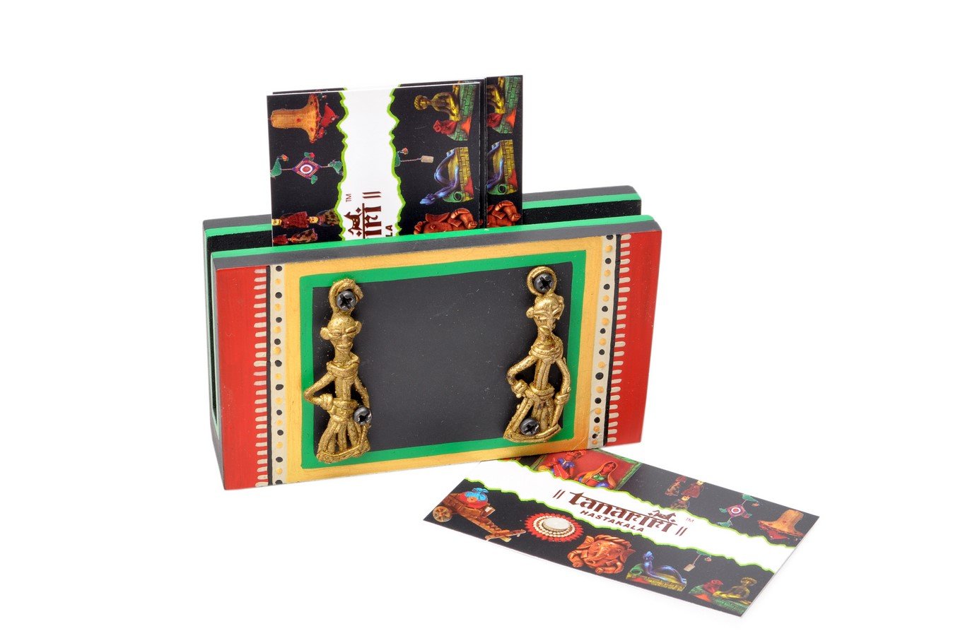 Visiting Card Holder Utility Dhokra Figures & Warli Art Office Décor Tamrapatra