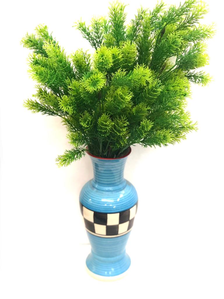 Classy Flower Pot Glazed Decorate Flower Sticks Checkered Look By Tamrapatra