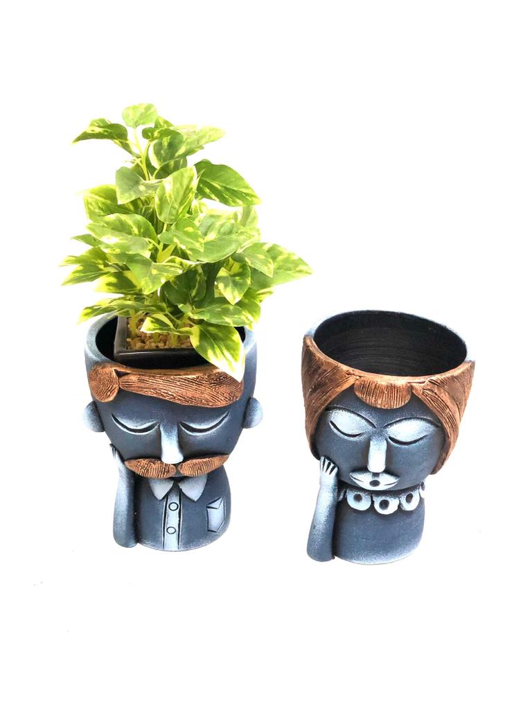 Man Human Figure Unique Terracotta Decoration Planters New By Tamrapatra