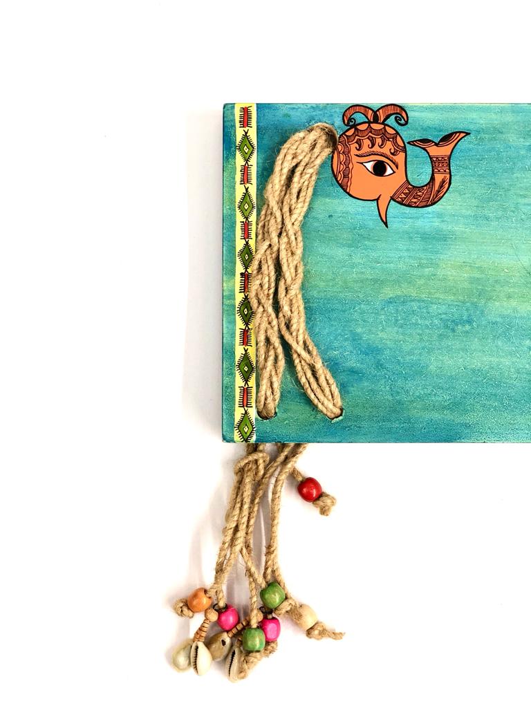 Elephant Blue Colored Name Plate With Beaded Thread New In Store By Tamrapatra