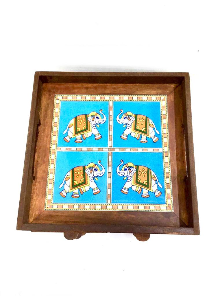Wooden Try Platters Serving For Dinning Table With Storage From Tamrapatra