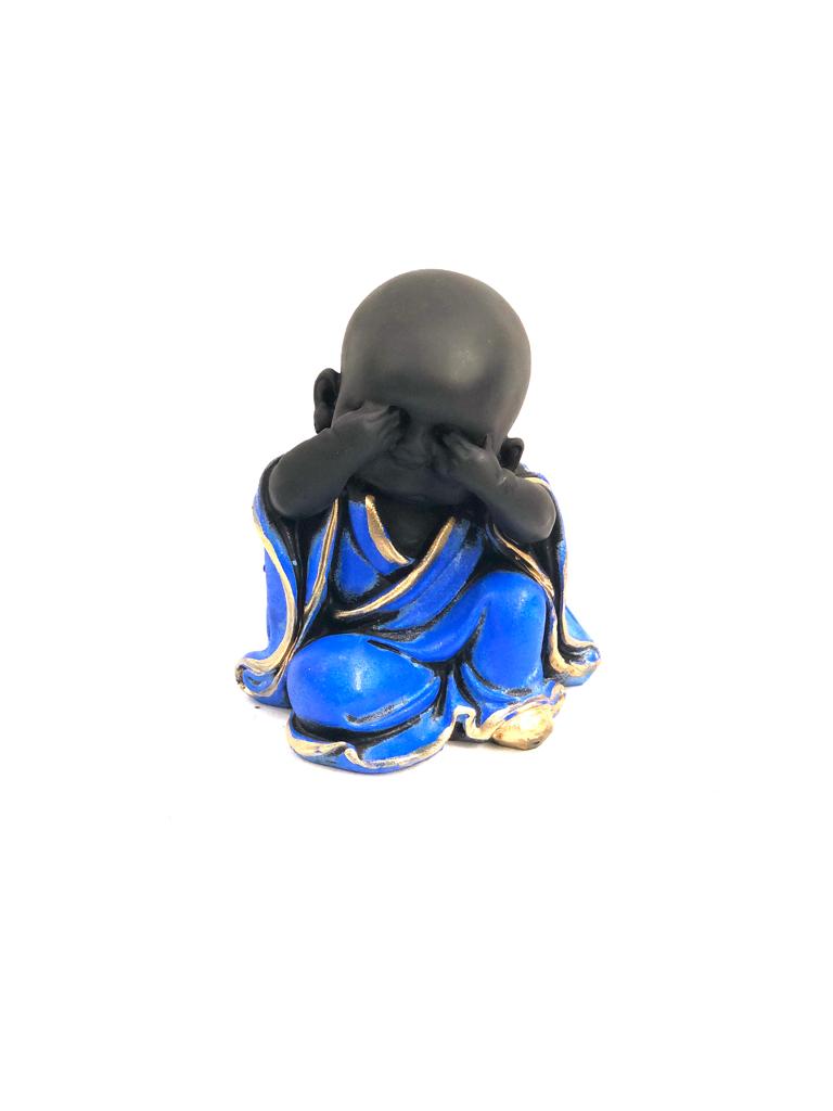 Three Wise Happy Monks Set Various Shades Feng Shui Spiritual Art Tamrapatra