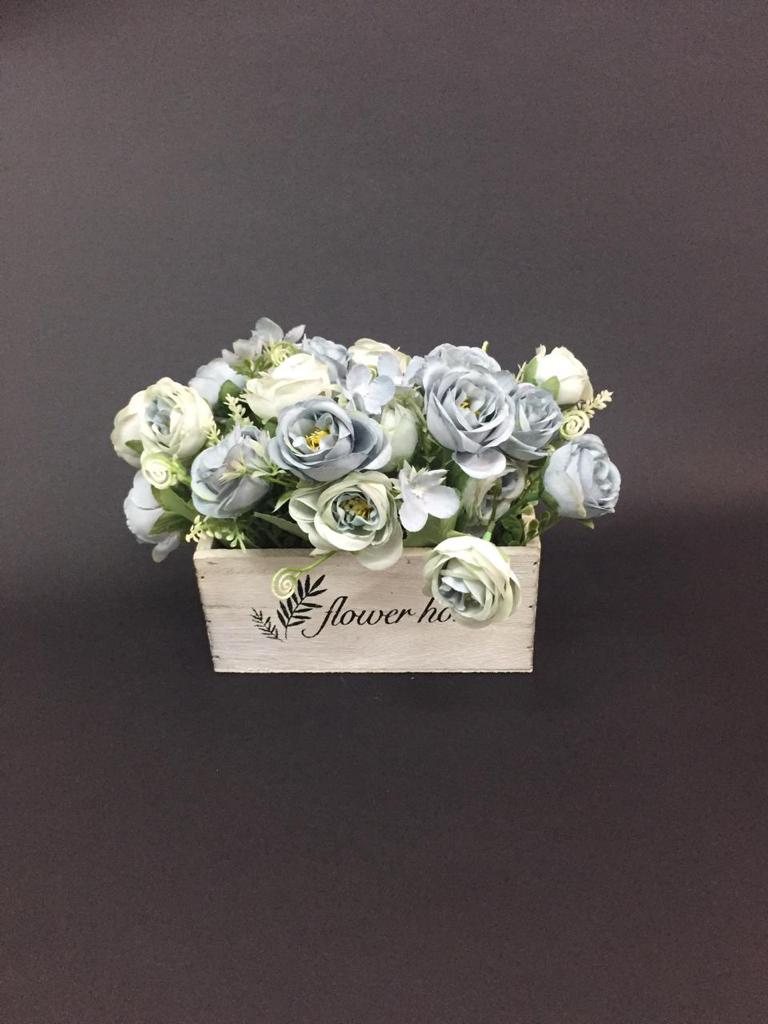Flower Home With Exclusive Colorful Flowering Plants In Wood Box Tamrapatra