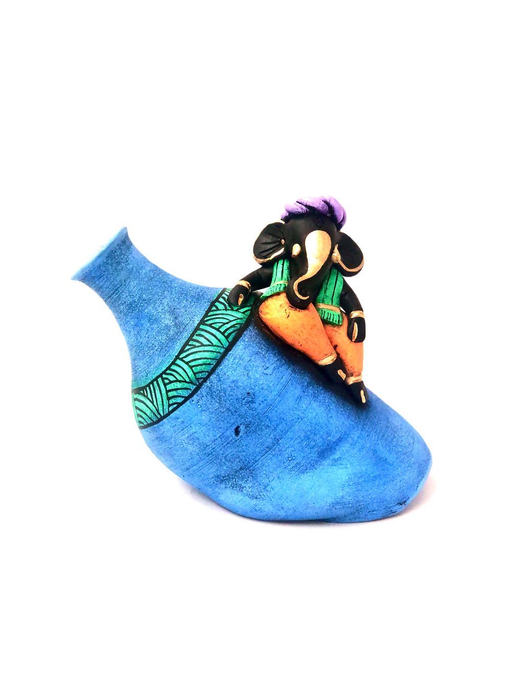 Playful Ganesha On Creative Pots Irresistible Classic Colours Tamrapatra - Tamrapatra