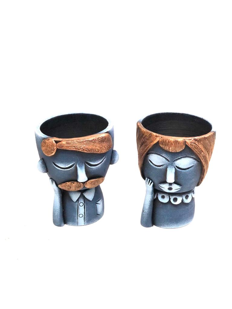 Man Human Figure Unique Terracotta Decoration Planters New By Tamrapatra