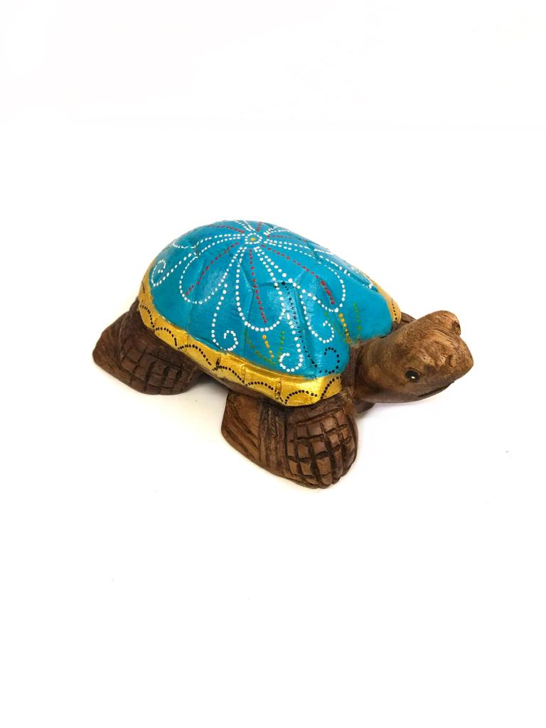 Big Wooden Tortoise With Detailed Carving With Hand Painting By Tamrapatra