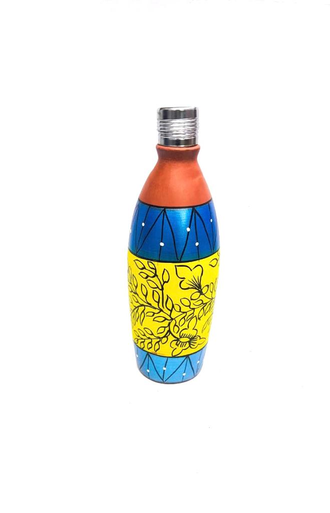 Beautiful Designer Hand Painted Round Water Bottles With Cap From Tamrapatra