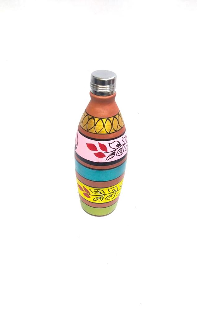 Beautiful Designer Hand Painted Round Water Bottles With Cap From Tamrapatra