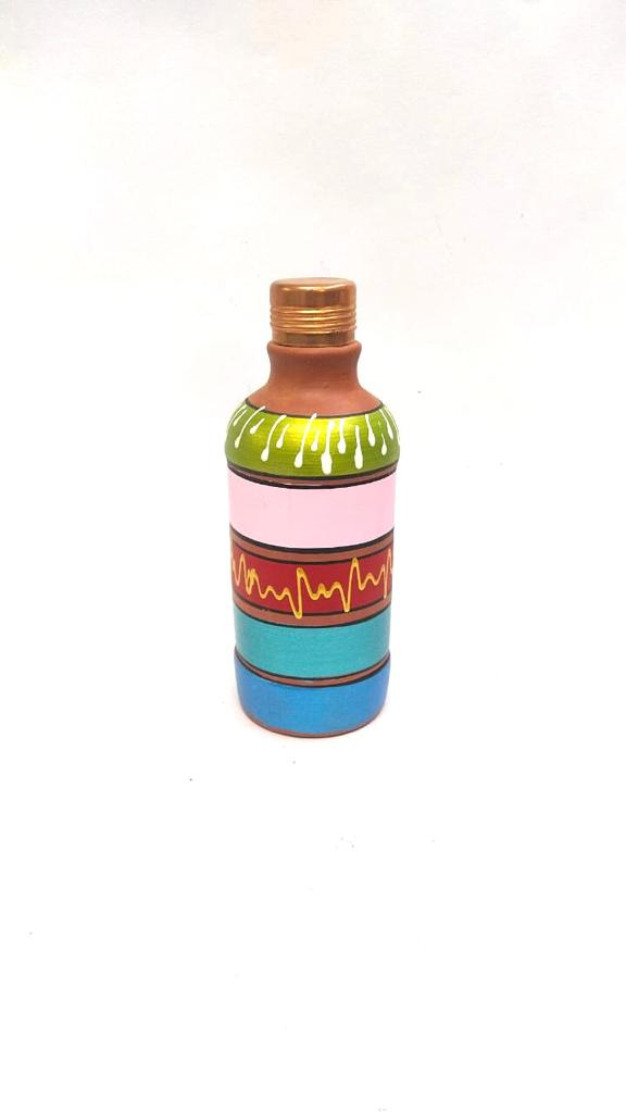 Hand Painted 500ml Earthenware Bottles Easy Carry Healthy Lifestyle Tamrapatra