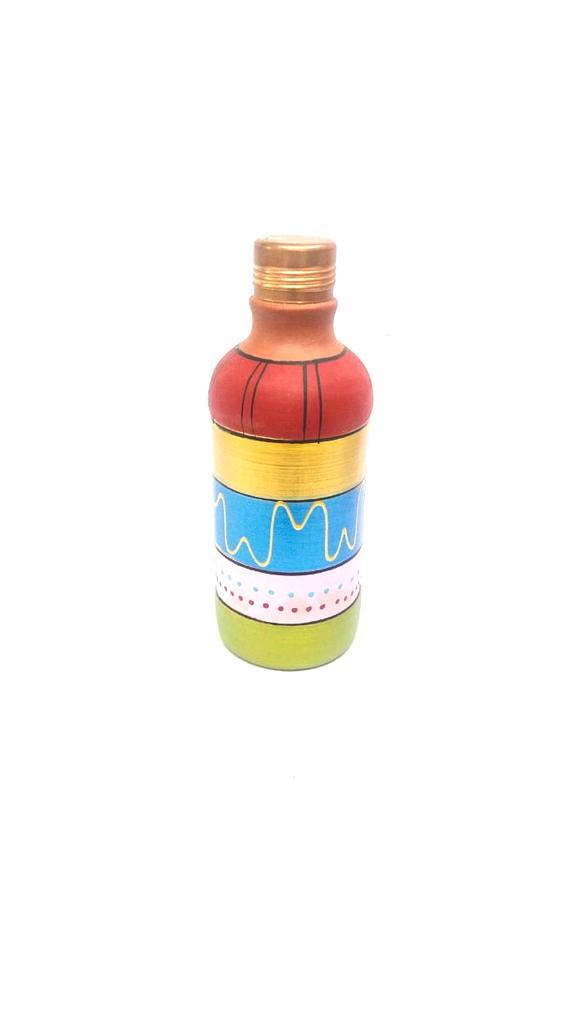 Hand Painted 500ml Earthenware Bottles Easy Carry Healthy Lifestyle Tamrapatra