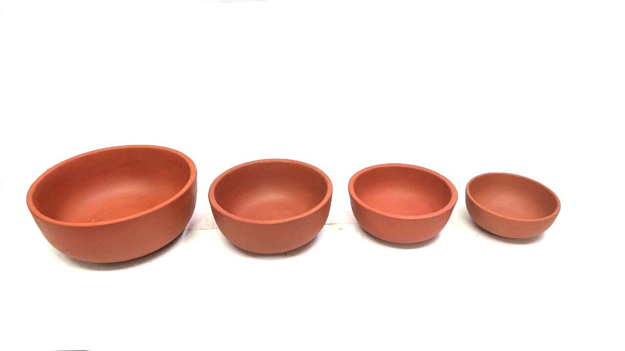 Bowl Set Of 4 For Serving Food Handmade Terracotta Earthenware By Tamrapatra