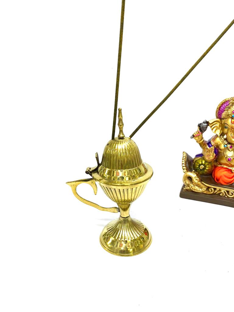 Brass Metal Agardan Dhoop With Handle Best Quality Pooja Décor Tamrapatra