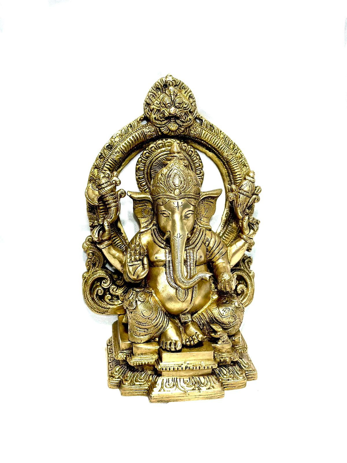Lord Ganesha Brass Idol Artware Wonderous Craftmanship Religious By Tamrapatra