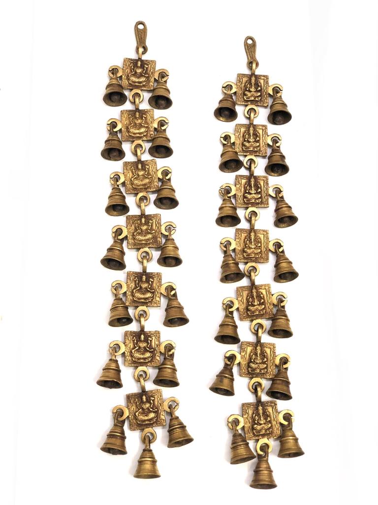 Divine Brass Hangings Temple Décor Ganesh Lakshmi Sarasvati By Tamrpatra