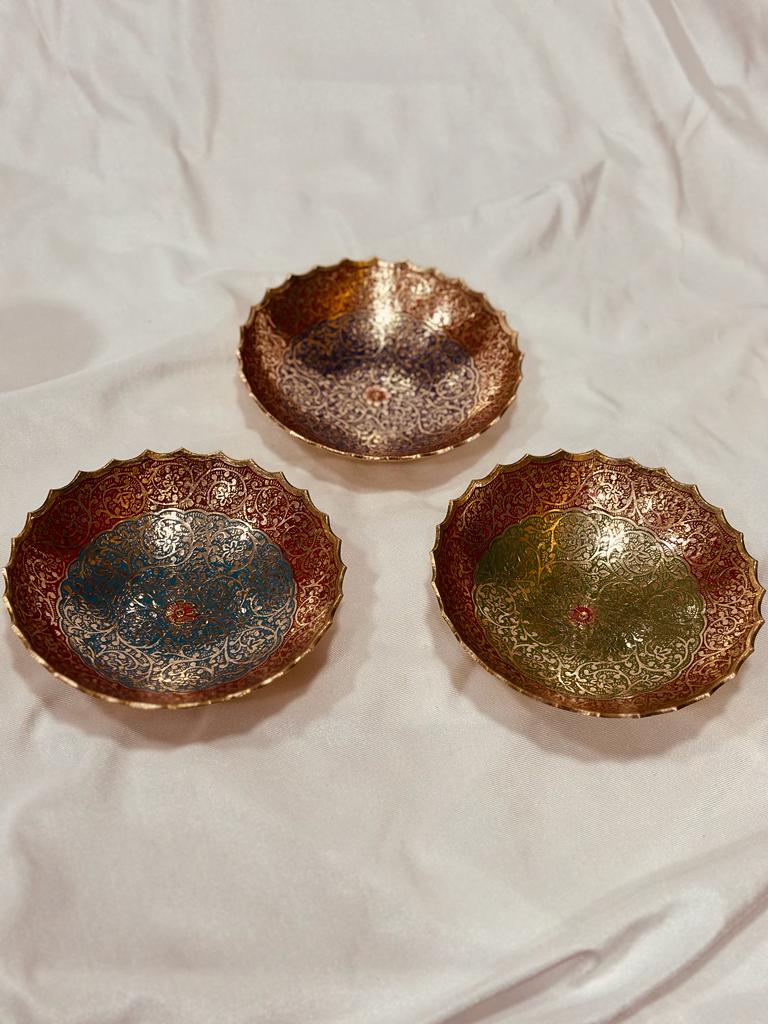 Brass Inlay Artwork For Serving Multipurpose Bowls Royal Touch By Tamrapatra