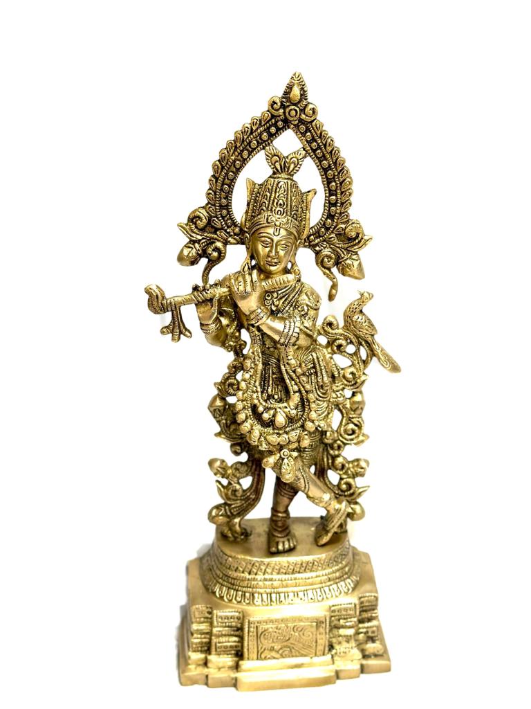 Standing Krishna Brass Idols Playing Flute Religious Idols Collection By Tamrapatra