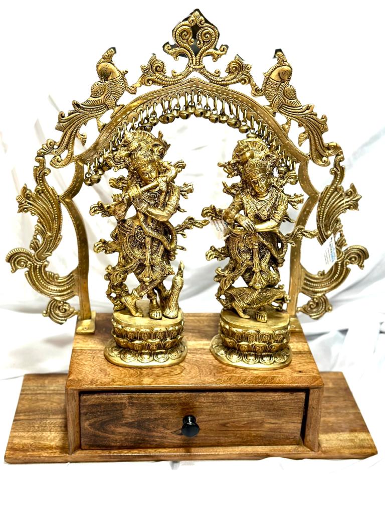 Brass Peacock Design With Ghungroo Wooden Drawer Home Decor By Tamrapatra