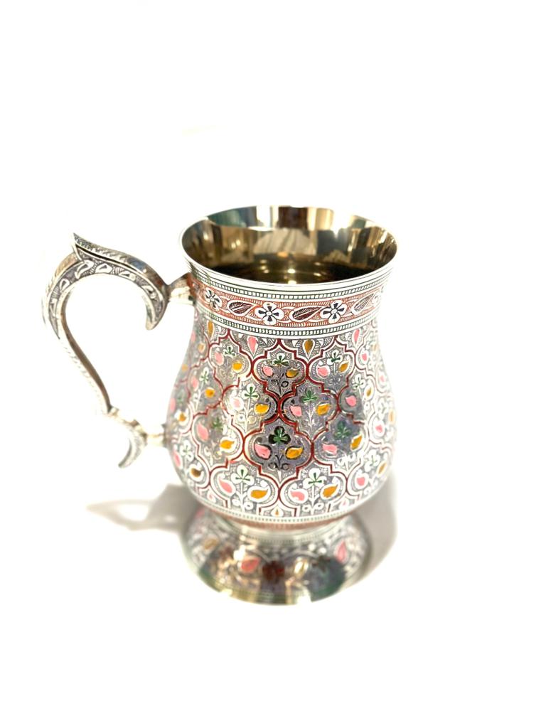 Wine Mug Brassware Royal Carving Handcrafted Vintage Collectible Tamrapatra