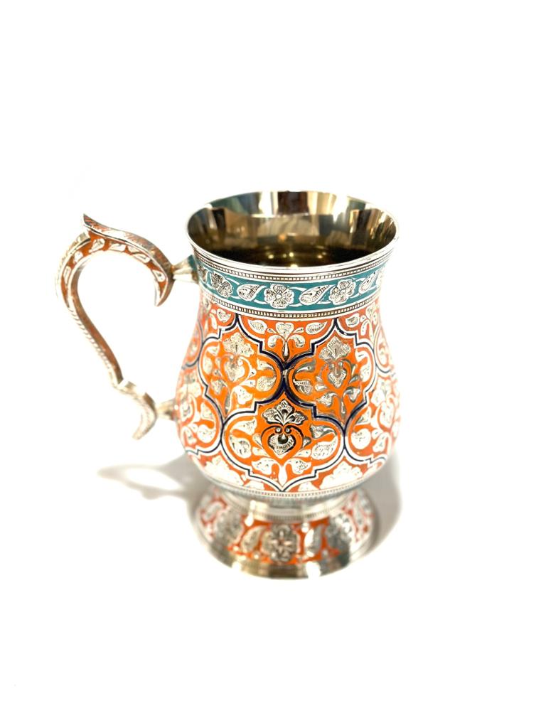Wine Mug Brassware Royal Carving Handcrafted Vintage Collectible Tamrapatra